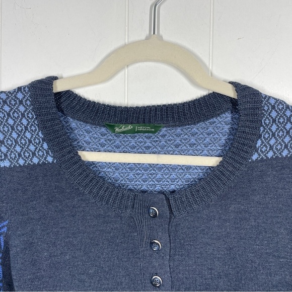 Woolrich Blue Quarter Button Front Long Sleeve Sweater Small - Picture 3 of 7